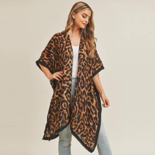 Women's Lightweight Leopard Print Kimono One Size Fits Most (0