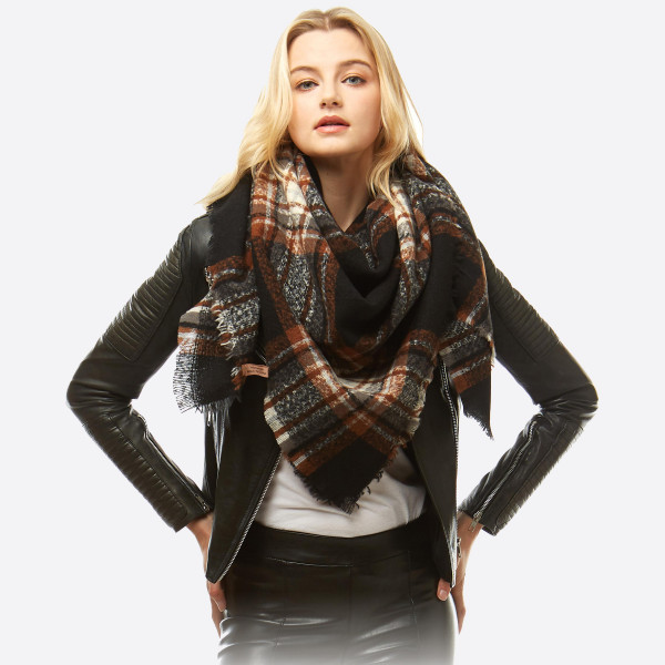 Wholesale square plaid blanket scarf Acrylic