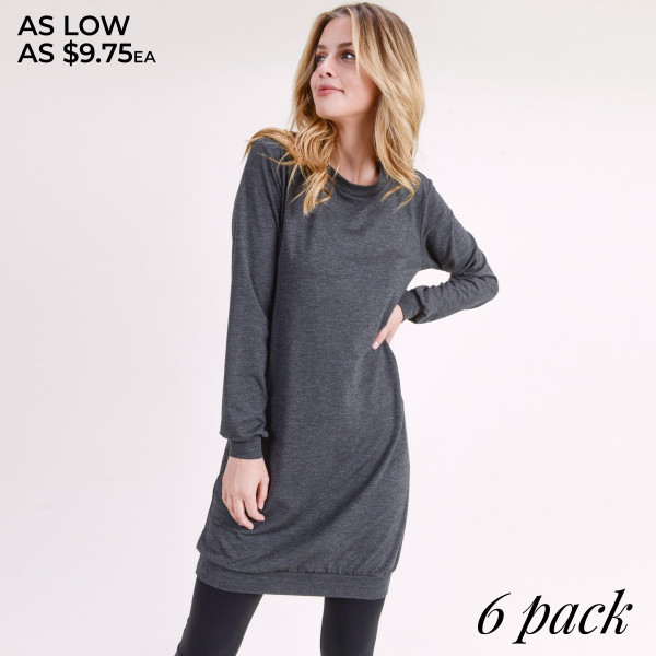 Wholesale women s Sweater Tunic Dress PACK o Long sleeves banded cuffs o Crew ne