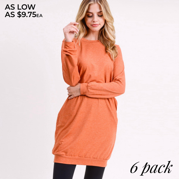 Wholesale women s Sweater Tunic Dress PACK o Long sleeves banded cuffs o Crew ne