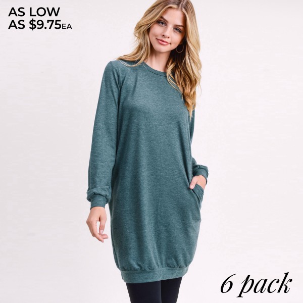 Wholesale women s Sweater Tunic Dress PACK o Long sleeves banded cuffs o Crew ne