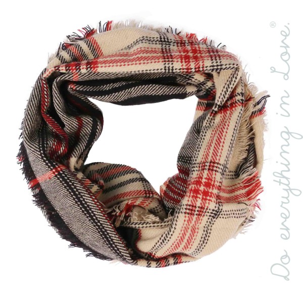 Wholesale do everything Love brand plaid print knit infinity scarf W L Acrylic