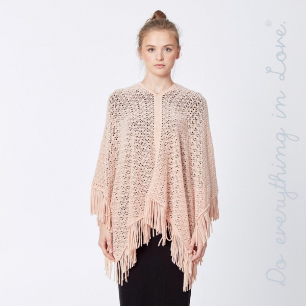 Wholesale do everything Love brand open knit poncho fringes One fits most L Acry