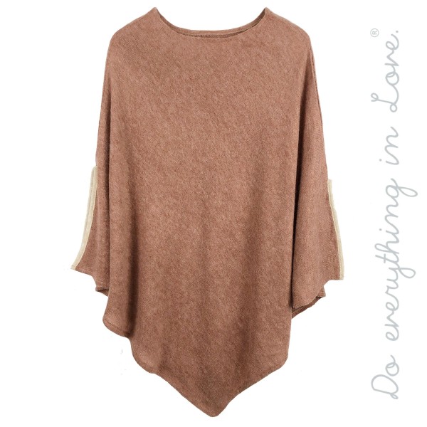 Wholesale do everything Love Brand Solid Color Thin Knit Poncho Slit Sleeve Deta