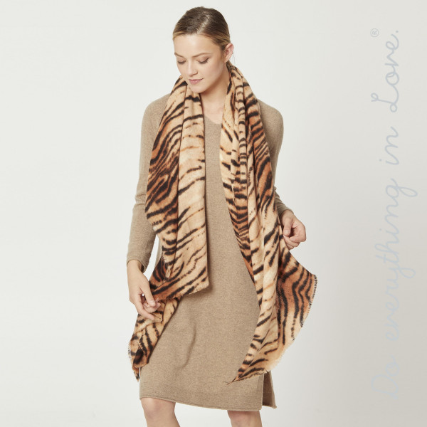 Wholesale do everything Love Brand Tiger Print Scarf W L Acrylic