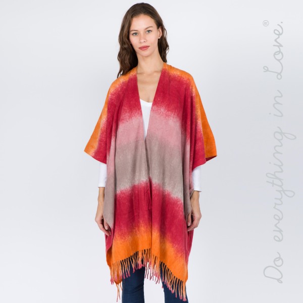 Do everything in Love Brand Tie-Dye Kimono with Fringes.

- One size fits most 0-14
- Approximately 37" L
- 70% Polyester, 30% Viscose