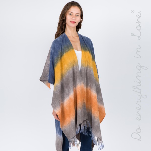 Do everything in Love Brand Tie-Dye Kimono with Fringes.

- One size fits most 0-14
- Approximately 37" L
- 70% Polyester, 30% Viscose