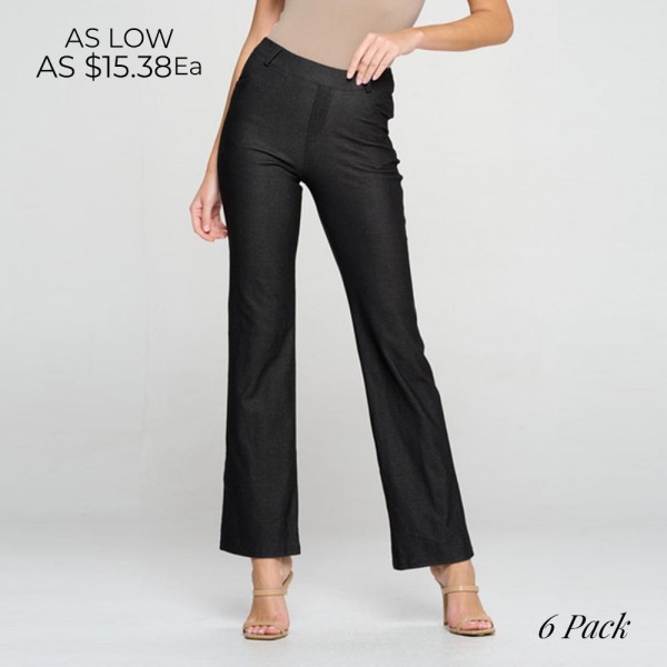 Wholesale mid rise pull flare jeggings front back pocket details o Pull elastici