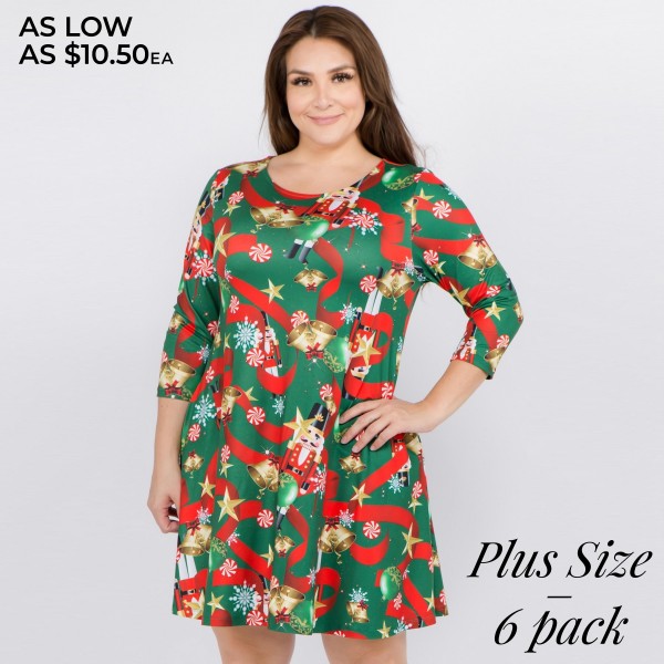 plus size christmas print dress Plus Size Holiday Outfits 2025