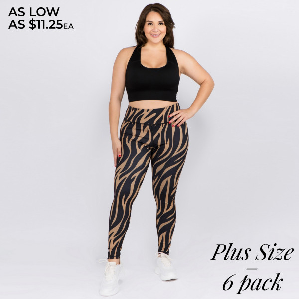 Wholesale women s mid rise tiger striped athletic leggings o Mid rise waistband