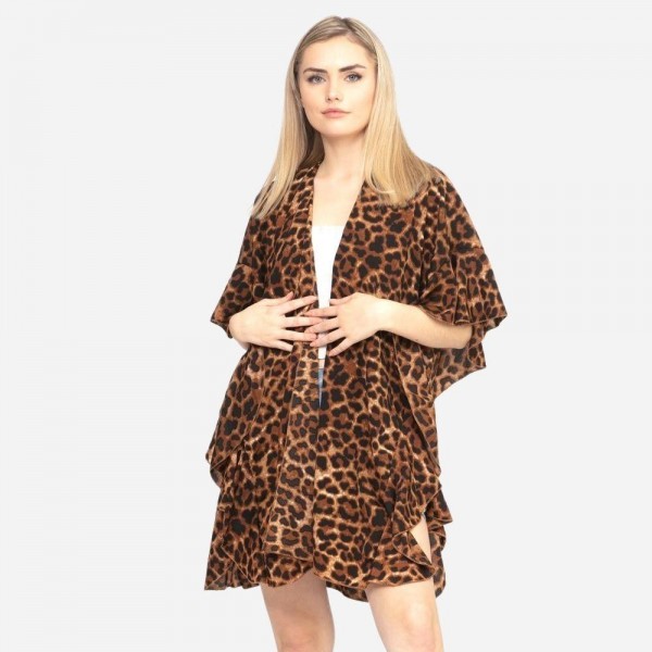 Women's Lightweight Leopard Print Kimono.

- One size fits most 0-14
- Approximately 33" L
- 100% Polyester