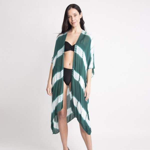 Women's Lightweight Tie-Dye Kimono.

- One size fits most 0-14
- Approximately 35" L
- 100% Viscose