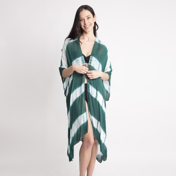 Women's Lightweight Tie-Dye Kimono.

- One size fits most 0-14
- Approximately 35" L
- 100% Viscose