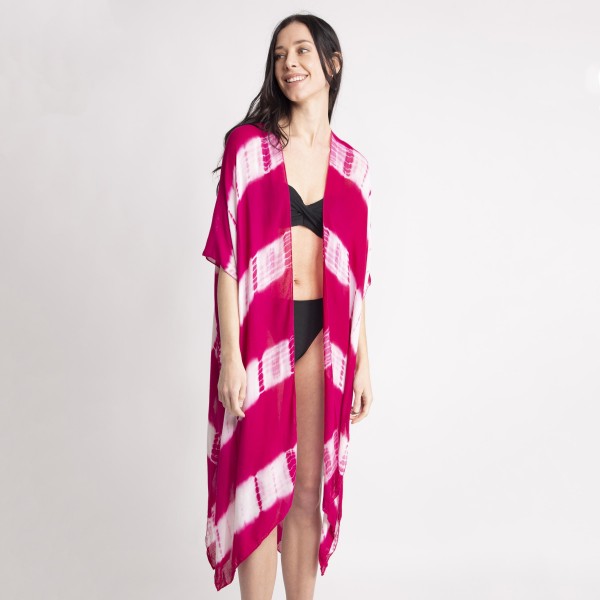 Women's Lightweight Tie-Dye Kimono.

- One size fits most 0-14
- Approximately 35" L
- 100% Viscose