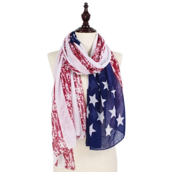 Wholesale women s lightweight distressed USA Flag scarf W L Polyester