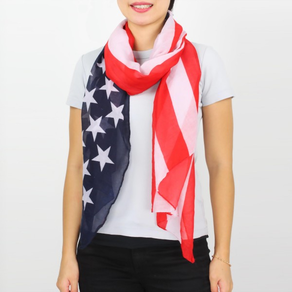 Wholesale women s Lightweight USA Flag Scarf W L Polyester