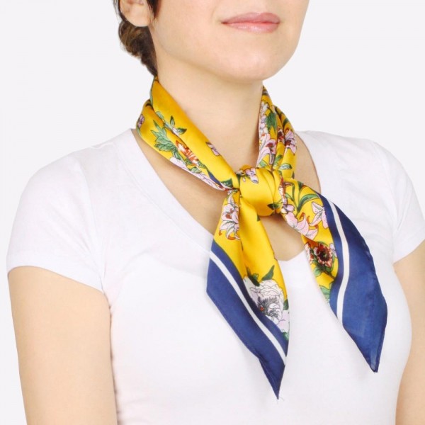 Wholesale women s lightweight silk floral bandana scarf W L Polyester