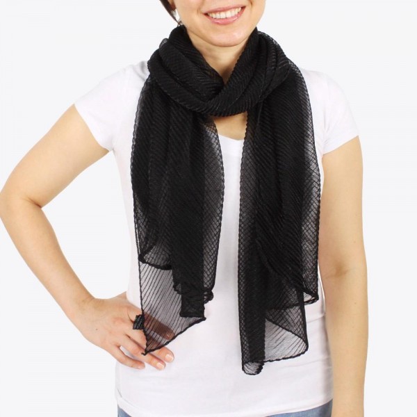 Wholesale women s lightweight pleated lurex scarf W L Polyester