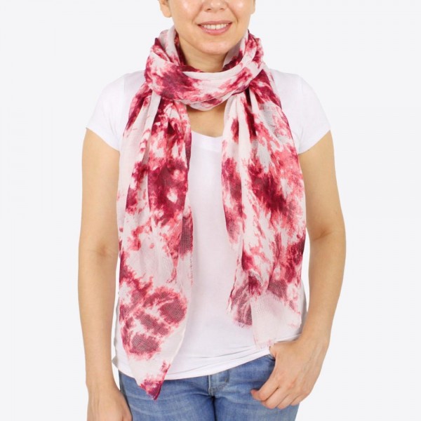 Women's lightweight marble tie-dye scarf.

- Approximately 28" W x 72" L
- 100% Polyester