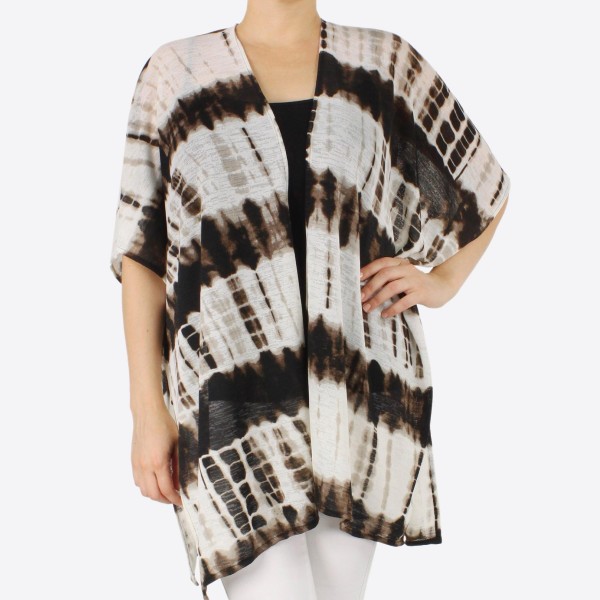 Women's tie-dye kimono.

- One size fits most 0-14
- Approximately 33" L
- 100% Polyester