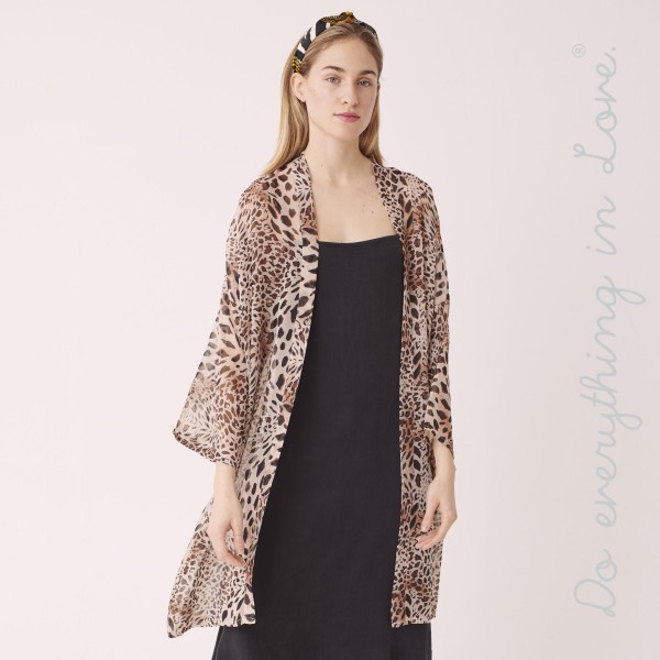 Do everything in Love Brand Women's Lightweight Sheer Leopard Print Kimono.

- One size fits most 0-14
- Approximately 39" L
- 100% Polyester