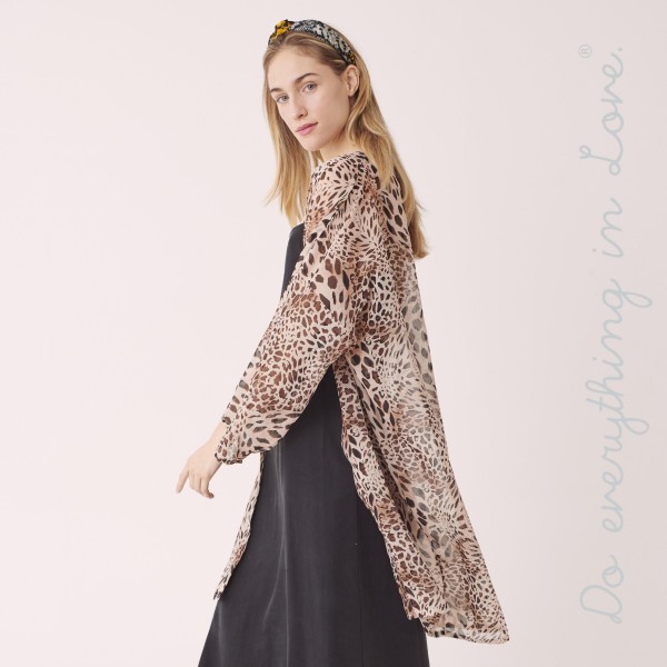 Do everything in Love Brand Women's Lightweight Sheer Leopard Print Kimono.

- One size fits most 0-14
- Approximately 39" L
- 100% Polyester