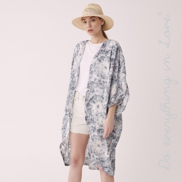 Do everything in Love brand women's lightweight tie-dye print maxi kimono.

- One size fits most 0-14
- Approximately 43" L
- 100% Polyester