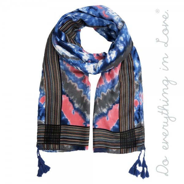 Do everything in Love brand lightweight tie-dye print tassel scarf.

- Approximately 34" W x 70" L
- 100% Polyester