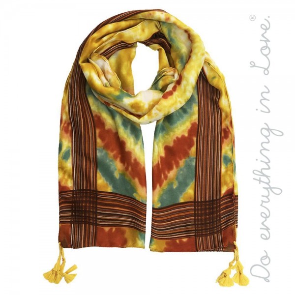 Do everything in Love brand lightweight tie-dye print tassel scarf.

- Approximately 34" W x 70" L
- 100% Polyester