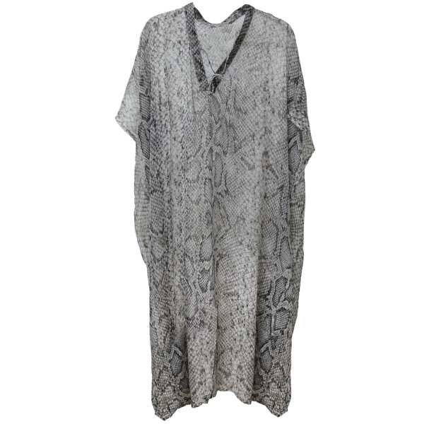 Wholesale women s Lightweight Sheer Snakeskin Maxi Cover Up Top V Neck Tie Detai