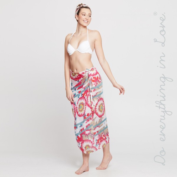 Wholesale do everything Love brand lightweight floral stripe sarong wrap silver