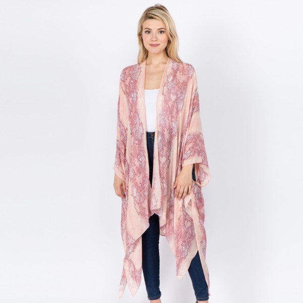 Wholesale women s lightweight snakeskin kimono One fits most L Viscose