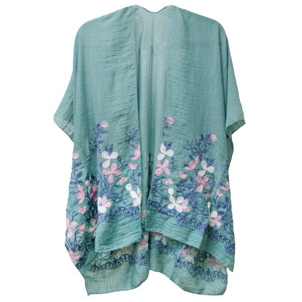 Wholesale women s Short Lightweight Floral Embroidered Kimono One fits most L Vi