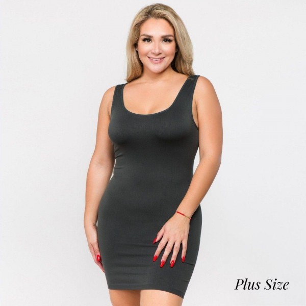 Wholesale women s Plus Seamless Tank Slip Dress o Sleeveless o Scoop neckline o