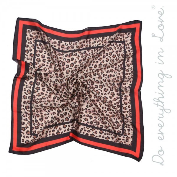 Do everything in Love brand lightweight silky leopard print bandana scarf.

- Approximately 27" x 27"
- 100% Polyester 