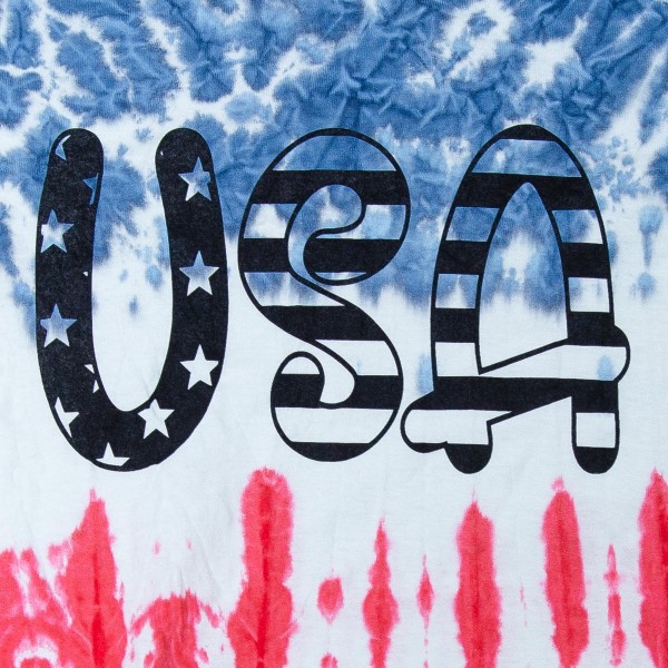 Colortone Brand "USA" Patriotic Tie-Dye Printed Graphic Tee.

- Pack Breakdown: 6pcs/pack
- Sizes: 1-S / 2-M / 2-L / 1-XL
- 100% Cotton