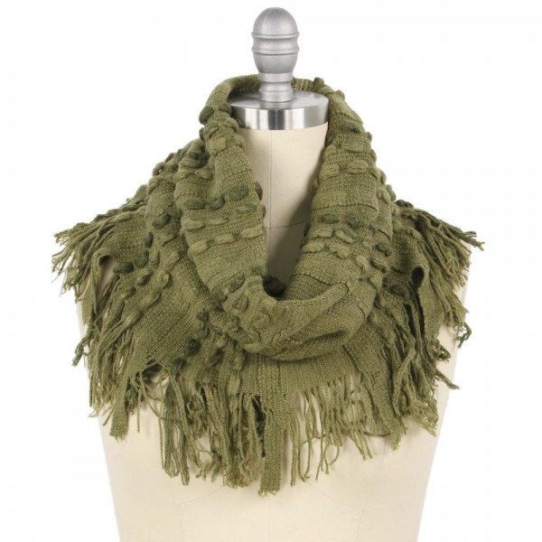 Wholesale stitch Knit Tube Scarf Fringe Tassels W L Tassel Polyester
