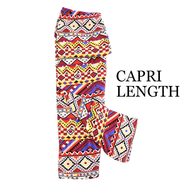 Wholesale peach skin aztec print capri leggings Cotton polyester blend One fits