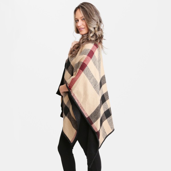 Women's Plaid Ruana.

- One size fits most 0-14
- Approximately 35" L
- 100% Acrylic 