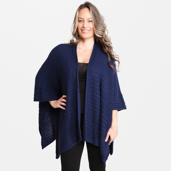 Wholesale women s Fall Winter Knit Kimono One fits most L Acrylic