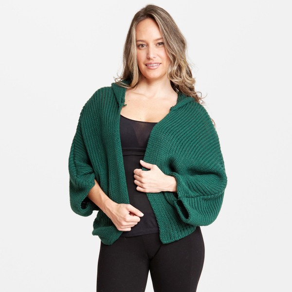 Wholesale women s Lightweight Dolman Sleeve Hooded Knit Cardigan Dolman Sleeve H