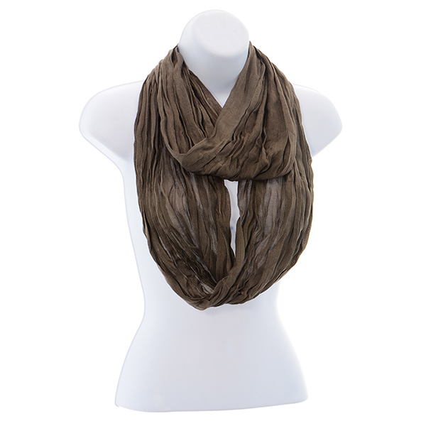 Wholesale lightweight silver silk cotton blend fabric infinity scarf crinkled
