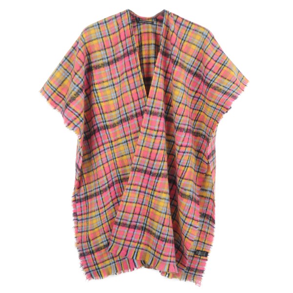 Wholesale do everything Love Brand Soft Knit Plaid Kimono One fits most L Polyes