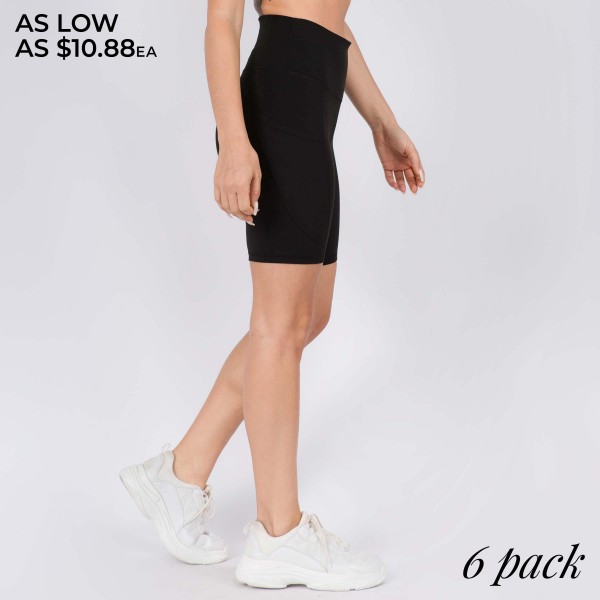 Activewear Biker Shorts (6-Pack)

- Flattening Elasticized Waistband
- Side Pocket For Phone 
- Curve Enhancing 
- Stretchy & Comfortable 
- Perfect For High & Low Intensity Workouts 
- 75% Nylon / 25% Spandex  