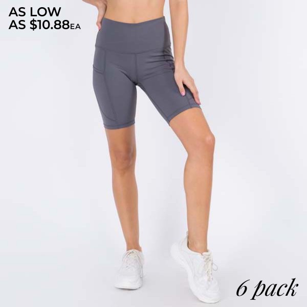 Activewear Biker Shorts (6-Pack)

- Flattening Elasticized Waistband
- Side Pocket For Phone 
- Curve Enhancing 
- Stretchy & Comfortable 
- Perfect For High & Low Intensity Workouts 
- 75% Nylon / 25% Spandex  