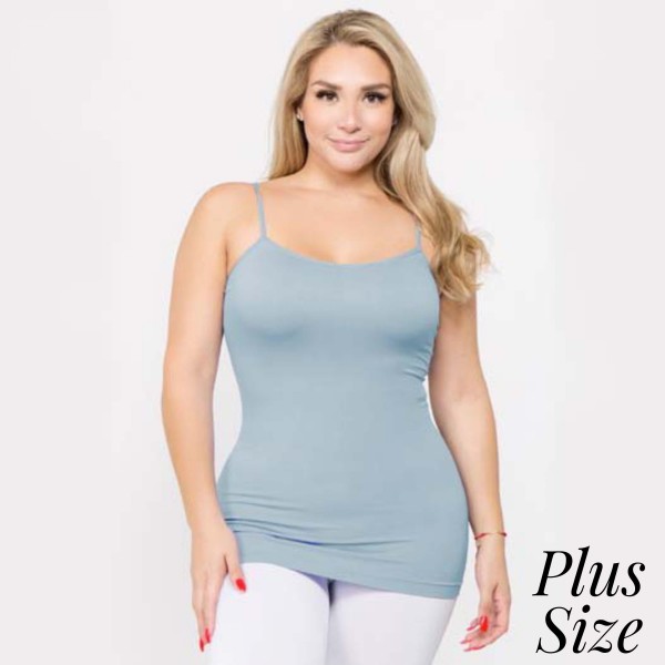 Wholesale women s Solid Plus Seamless Camisole Tank Top o Spaghetti straps o Sea