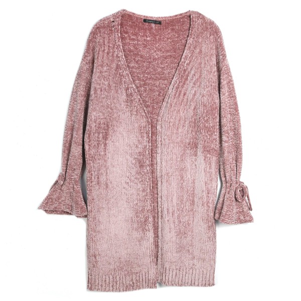 Wholesale do everything Love Brand Dusty Pink Chenille Knit Cardigan Bell Sleeve