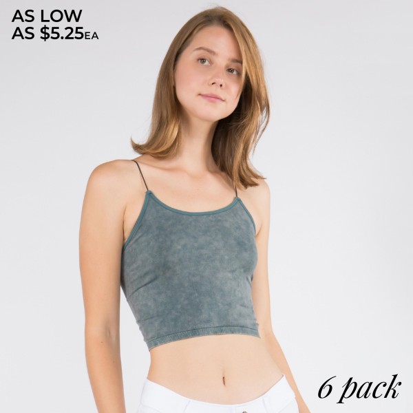 Wholesale women s Seamless Acid Wash Crop Camisole Pack o Skinny elasticized rol