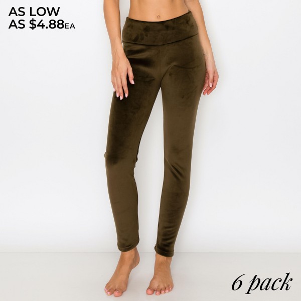 Wholesale women s Thick Fleece Lined Velour Leggings Pack Elastic Waistband Flee