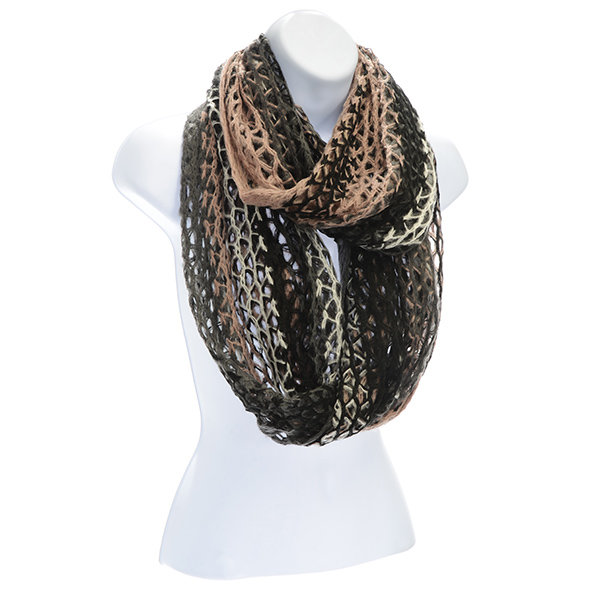 Wholesale lightweight acrylic fabric infinity scarf black beige white tones